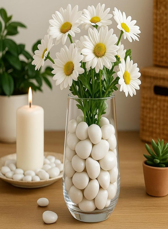 UraXx Polished White Pebbles Glossy Stones (2.5-4cm) | Natural Decorative River Rocks for Aquarium, Garden, Fish Tank, Vase Fillers, Home Decor, Craft Use (White-1KG) - Image 4